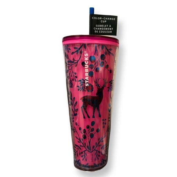 NEW Starbucks Pink/Red Color Changing 24 fl oz Holdiay 2022 Tumbler - Picture 1 of 4